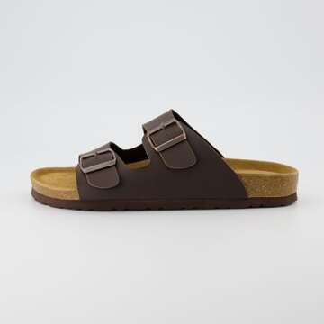 CUSHIONAIRE Men's Lane Cork Footbed Sandals for Comfort