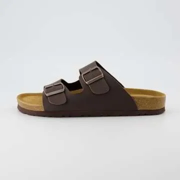 CUSHIONAIRE Men's Lane Cork Footbed Sandals for Comfort