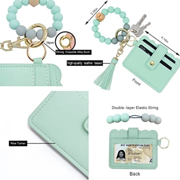 Stylish Silicone Bead Wristlet Keychain Wallet for Women