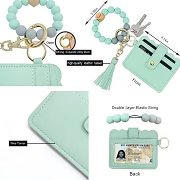 Stylish Silicone Bead Wristlet Keychain Wallet for Women