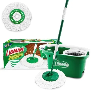 Libman Tornado Spin Mop System - Mop and Bucket with Wringer Set for Floor Cleaning - 2 Total Mop He...