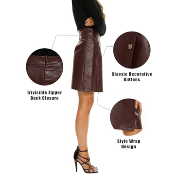 Elegant Ginasy High Waisted Faux Leather Skirt for Women