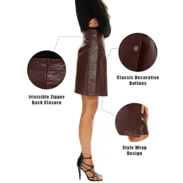 Elegant Ginasy High Waisted Faux Leather Skirt for Women