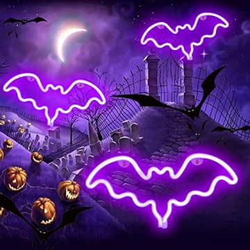 Vicila LED Neon Bat Sign for Halloween Decor