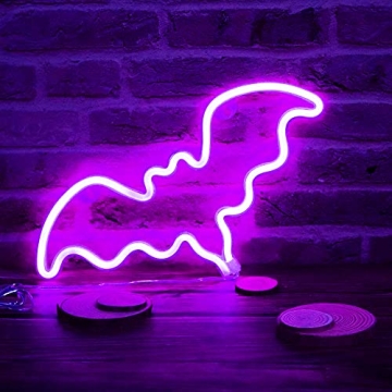 Vicila LED Neon Bat Sign for Halloween Decor