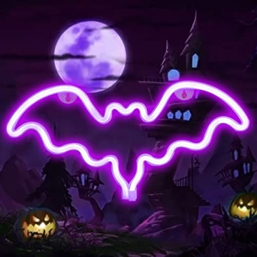 Vicila LED Neon Bat Sign for Halloween Decor