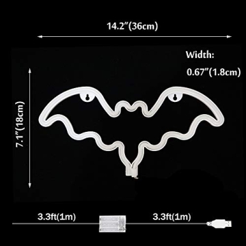 Vicila LED Neon Bat Sign for Halloween Decor