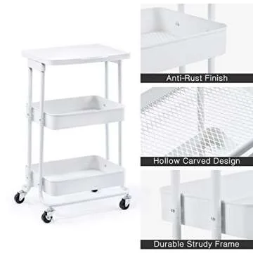 TOOLF Rolling Storage Cart with Tabletop & Locking Wheels