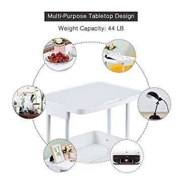TOOLF Rolling Storage Cart with Tabletop & Locking Wheels
