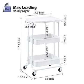 TOOLF Rolling Storage Cart with Tabletop & Locking Wheels