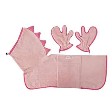 Pawyee Super Soft Fast-Drying Towel Set for Dogs - Adjustable Microfiber Robe with Drying Gloves