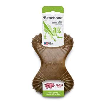 Durable Benebone Dental Dog Chew Toy with Real Bacon