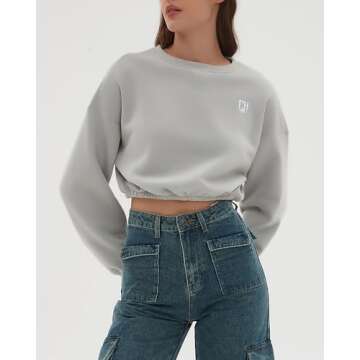 CHYRII Oversized Fleece Cropped Sweatshirt for Women