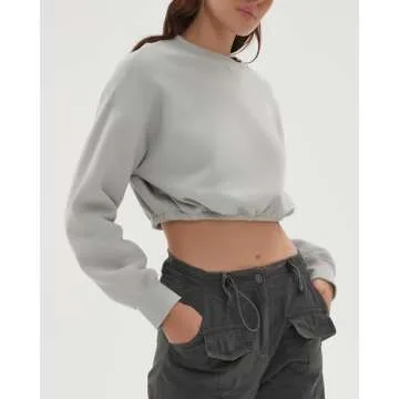 CHYRII Oversized Fleece Cropped Sweatshirt for Women