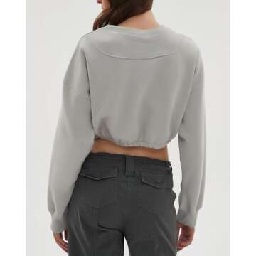 CHYRII Oversized Fleece Cropped Sweatshirt for Women