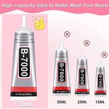 B-7000 Rhinestones Craft Glue, 110ML Clear Adhesive B7000 Glue Multipurpose Gem Glue with Precision ...