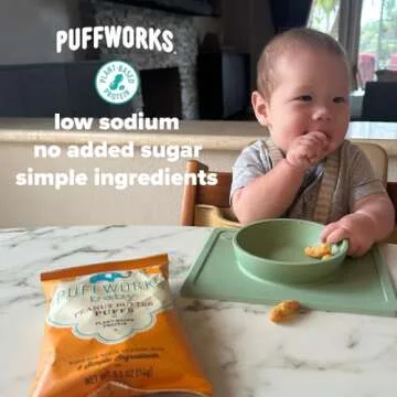 Puffworks Baby Organic Peanut Butter Puffs, Perfect for Early Peanut Introduction, Plant Protein, USDA Organic, Gluten-Free, Vegan, Non-GMO, Kosher, 1.0 Ounce (Pack of 6)