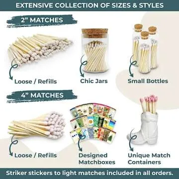 2" Colorful Matches with Strikers | 100 Rainbow Small Safety Matchsticks with Striking Pads by Thankful Greetings | Great for Gifts & Candle Lovers | A Decorative Unique Candle Lighting Accessory