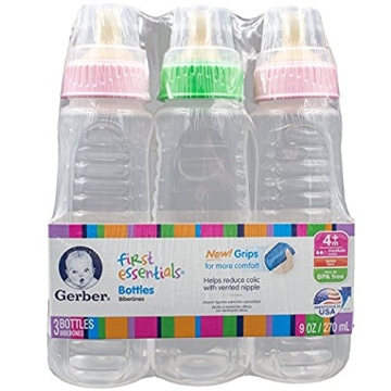 Gerber BPA-Free Baby Bottles Vented Nipple 3-Pack