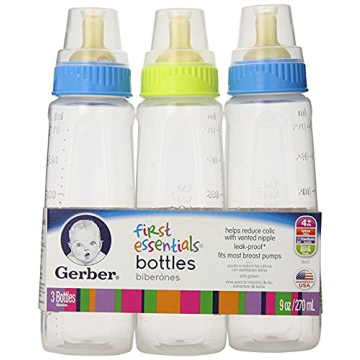 Gerber BPA-Free Baby Bottles Vented Nipple 3-Pack