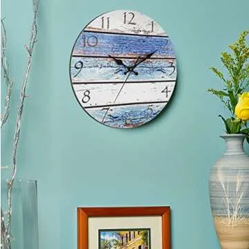 Rustic Beach Wall Clock 12" Silent Quartz Design