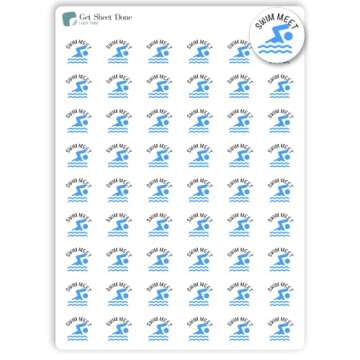 Swim Meet Planner Sticker / 54 Fun Vinyl Stickers (1/2”) / Sports Exercise Fitness Health Workout ...