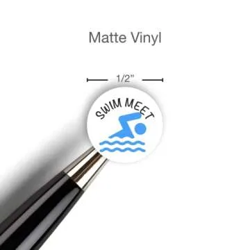 Swim Meet Planner Sticker / 54 Fun Vinyl Stickers (1/2”) / Sports Exercise Fitness Health Workout Reminder/Essential Productivity Life Planner Stickers/Bullet Journaling (Matte Vinyl, 1 Sheet)