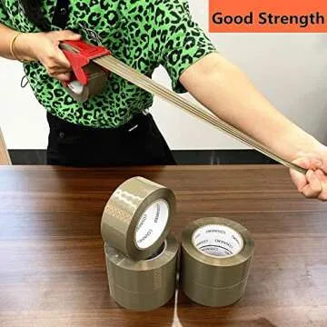 COSIMIXO 6-Pack Heavy Duty Brown Packing Tape with Dispenser, 2.5 mil x 1.88 inch x 110 Yards,Ultra Strong,Industrial Shipping Box Tan Packaging Tape for Moving, Office, & Storage