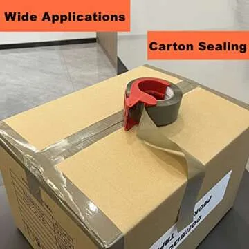 COSIMIXO 6-Pack Heavy Duty Brown Packing Tape with Dispenser, 2.5 mil x 1.88 inch x 110 Yards,Ultra Strong,Industrial Shipping Box Tan Packaging Tape for Moving, Office, & Storage