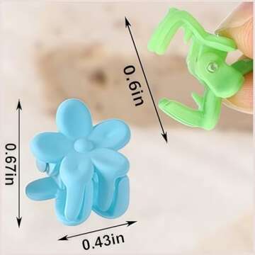 JANYUN 50 Pcs Colorful Mini Hair Claw Small Hair Clips Clamps Hair Accessories for Women Decorative Bun Tiny Hair Clips, Assorted Colors (Floral)