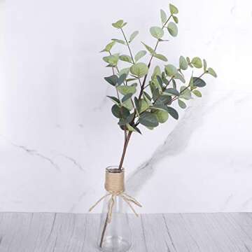 FUNARTY 6pcs Artificial Eucalyptus Leaves Stems 25in Tall with 80 Leaves Greenery Stems Fake Silver Dollar Eucalyptus Plant Branches for Farmhouse Vase Bouquets Wedding Home Decor
