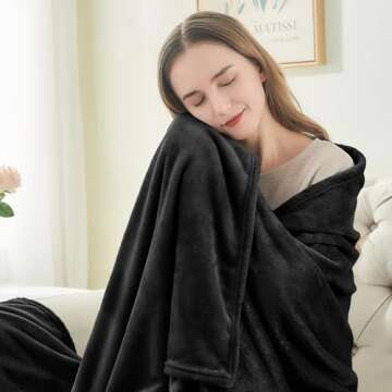 BEDELITE Fleece Blanket Black Throw Blankets for Couch & Bed, Luxury Plush Cozy Fuzzy Blanket 50x60 ...