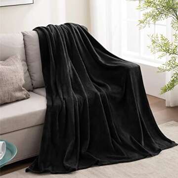BEDELITE Fleece Blanket Black Throw Blankets for Couch & Bed, Luxury Plush Cozy Fuzzy Blanket 50x60 inches, Super Soft Warm Lightweight Throw Blanket for Travel Camping