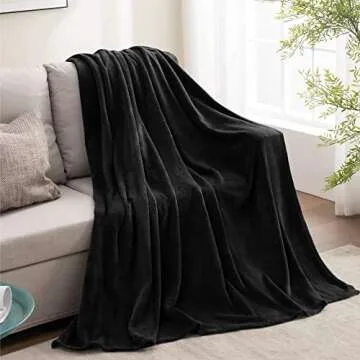 BEDELITE Fleece Blanket Black Throw Blankets for Couch & Bed, Luxury Plush Cozy Fuzzy Blanket 50x60 inches, Super Soft Warm Lightweight Throw Blanket for Travel Camping