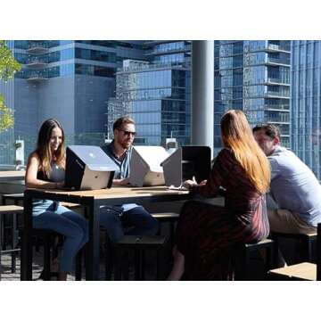 Laptop Sun Shade, SunShader 4 (New Slim-Bezel Rubber Clips) Laptop Shade, Computer Sun Shade for Working Outside, US Patent 10963010 (Medium, Off White)