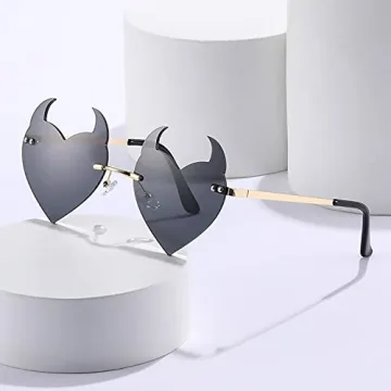 Votange Heart Shaped Devil Horn Sunglasses for Women