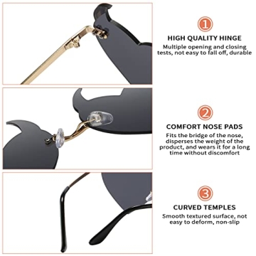 Votange Heart Shaped Devil Horn Sunglasses for Women