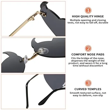 Votange Heart Shaped Devil Horn Sunglasses for Women