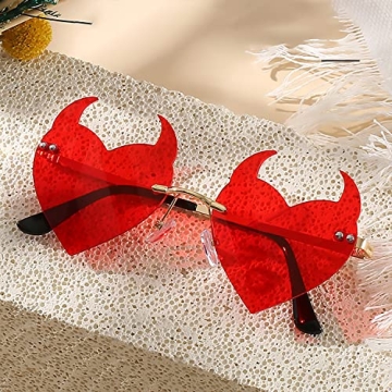 Votange Heart Shaped Devil Horn Sunglasses for Women