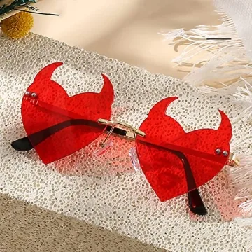 Votange Heart Shaped Devil Horn Sunglasses for Women