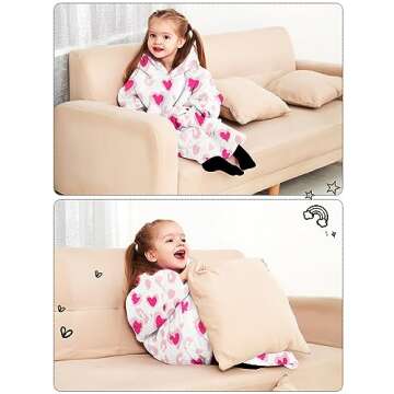 KFUBUO Wearable Blanket Hoodie for Kids Toddlers Sherpa Blanket Sweatshirt With Pocket Cute Hoodies 2-6 Year Old Girl Boy Gifts for Kids