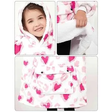 KFUBUO Wearable Blanket Hoodie for Kids Toddlers Sherpa Blanket Sweatshirt With Pocket Cute Hoodies 2-6 Year Old Girl Boy Gifts for Kids