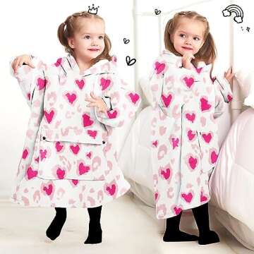 KFUBUO Wearable Blanket Hoodie for Kids Toddlers Sherpa Blanket Sweatshirt With Pocket Cute Hoodies 2-6 Year Old Girl Boy Gifts for Kids