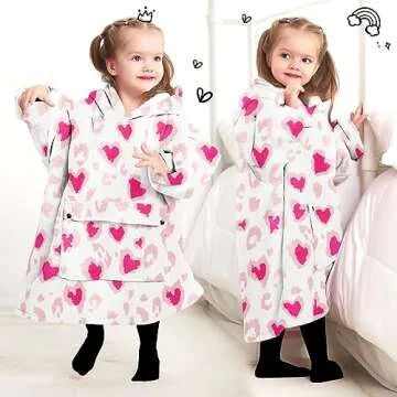 KFUBUO Wearable Blanket Hoodie for Kids Toddlers Sherpa Blanket Sweatshirt With Pocket Cute Hoodies 2-6 Year Old Girl Boy Gifts for Kids