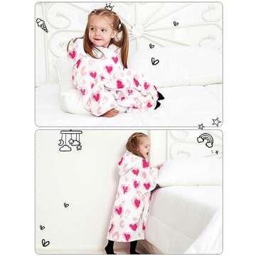 KFUBUO Wearable Blanket Hoodie for Kids Toddlers Sherpa Blanket Sweatshirt With Pocket Cute Hoodies 2-6 Year Old Girl Boy Gifts for Kids