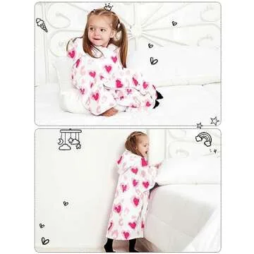 KFUBUO Wearable Blanket Hoodie for Kids Toddlers Sherpa Blanket Sweatshirt With Pocket Cute Hoodies 2-6 Year Old Girl Boy Gifts for Kids