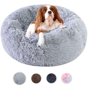 Kimpets Dog Bed Calming Dog Beds for Small Medium Large Dogs - Round Donut Washable Puppy Dog Bed, A...