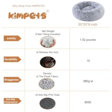 Kimpets Calming Dog Bed Round Donut for Small Dogs