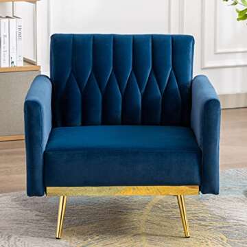 Paddie Modern Velvet Single Sofa Chair with Ottoman