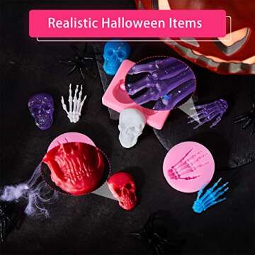 Patelai 4 Pcs Halloween Skull Silicone Mold Set for Baking